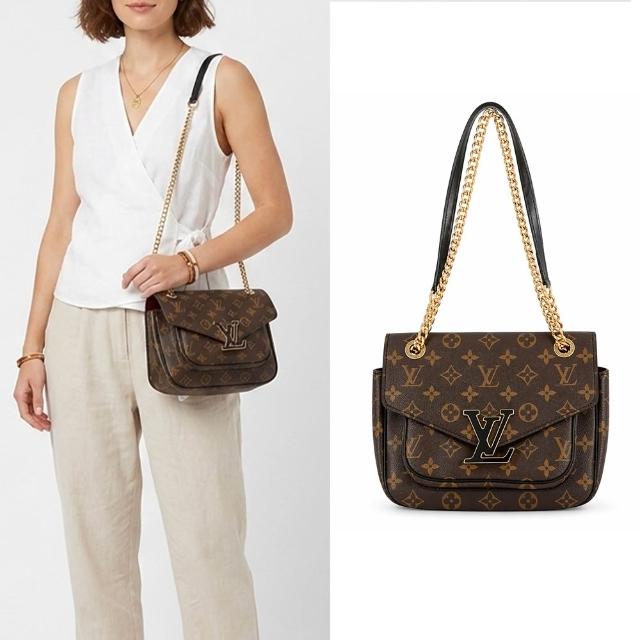 【Louis Vuitton 路易威登】M45592 新款Passy 系列經典老花鏈帶翻蓋肩揹包(咖啡)