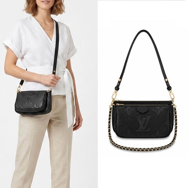 LV LOUIS VUITTON路易威登 M80399 Multi Pochette 牛皮壓紋二合一兩用斜背包/麻將包 近全新 LOUIS VUITTON 路易威登 M80399 黑色牛皮壓紋二合一斜揹包,附有防塵袋、盒子、背帶與鏈帶,拉鍊開合,內層為皮革,無夾層,適合日常出門使用,女款設計,真品保證,出貨附保證正品購買證明書與封條。