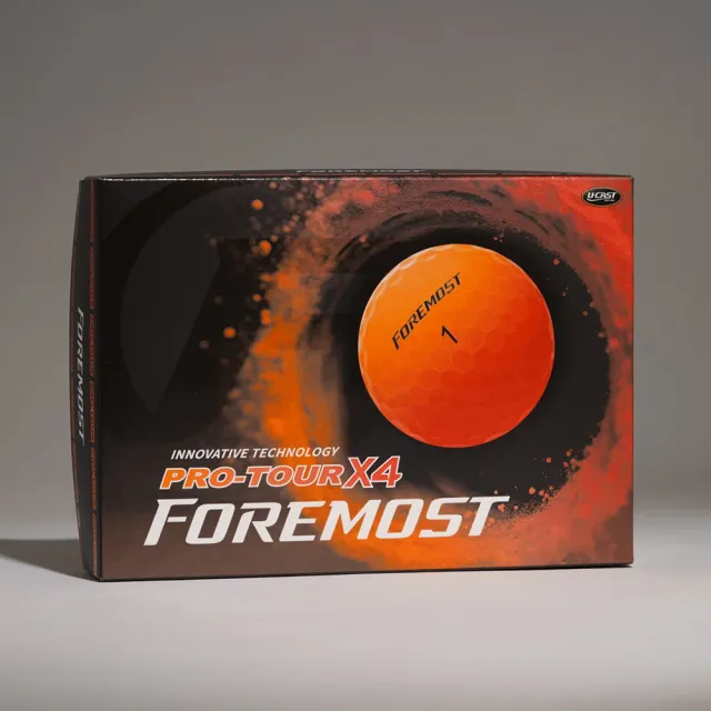 【Foremost】Pro-Tour X4 四層球 橘橙透彩高爾夫球