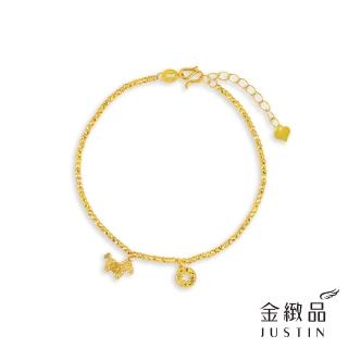 【金緻品】黃金手鍊 財珠串串馬 0.99錢 小馬 古錢 馬年 生肖馬 馬上發財 串珠 刻花球 5G黃金 純金手鍊