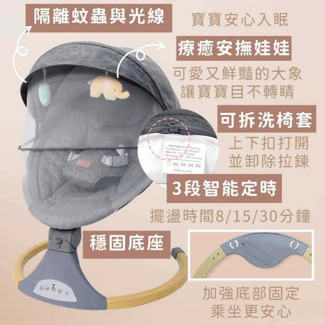 【i-Smart】聰明媽咪 電動嬰兒安撫搖椅附遙控｜可定時｜護脊設計｜可坐可躺 斜躺搖籃