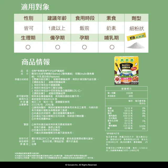 【funcare 船井生醫】倍熱 食事對策FIP100纖維粉(20包/盒)X2