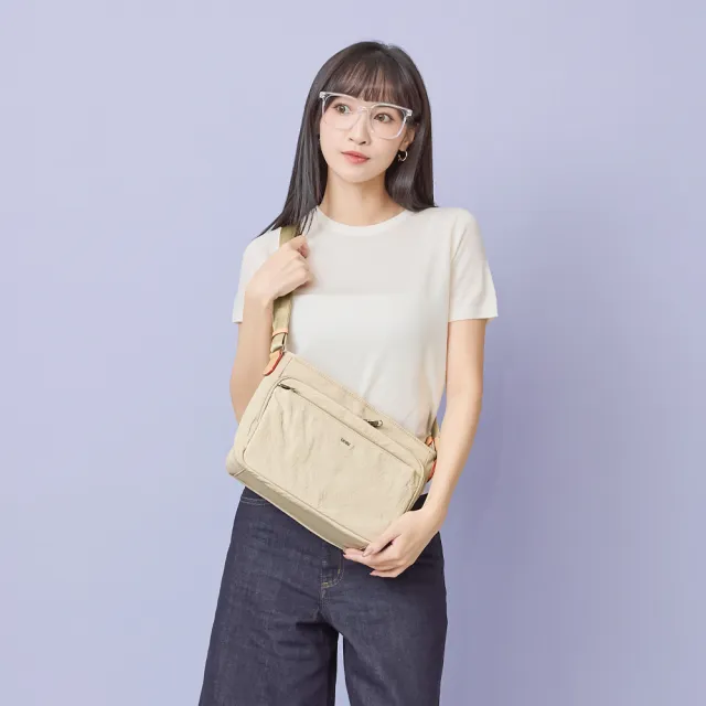 【OMC】雙11 輕盈紙感方層多口袋斜側背包33572(共5色)