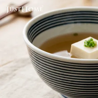 【Just Home】日本製輕量瓷藍線條6.5吋麵碗850ml-2件組(可微波 泡麵碗 湯碗 碗公)
