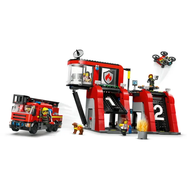 【LEGO 樂高】城市系列 60414 消防局和消防車(玩具車 交通工具)