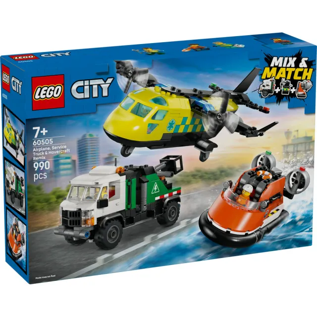 【LEGO 樂高】城市系列 60505 飛機、作業車和氣墊船混搭套裝(玩具車 創意力遊戲 積木 玩具)