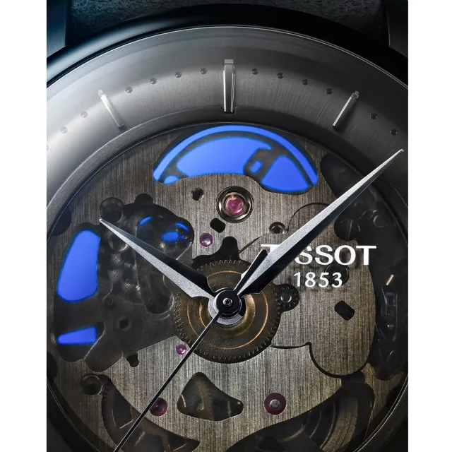 【TISSOT 天梭】鏤空版80小時動力 杜魯爾系列機械錶 生日禮 送禮(T139.836.36.441.00/T1398363644100)
