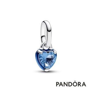 【Pandora 潘多拉】Pandora ME 藍色愛心迷你吊飾-飾品/情人節禮物/生日禮/純銀