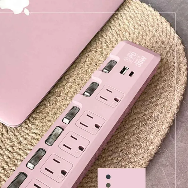 【+886】極野家 6開5插USB+Type C PD 30W 快充延長線