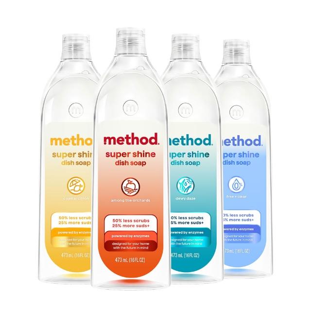 【method 美則】極淨效速洗碗精473ml(海岸香橙 清新晨露 漫步果園 無香料)