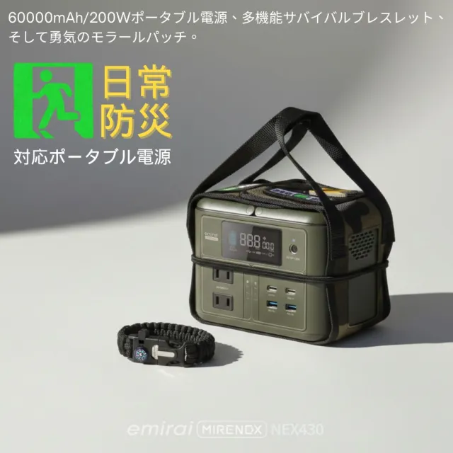 【emirai】小瓦力PRO＋背心保護套戰術組(200W手掌大儲能小電站｜防災露營)