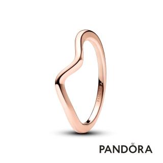 【Pandora 潘多拉】光澤波紋戒指