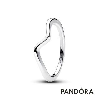 【Pandora 潘多拉】光澤波紋戒指