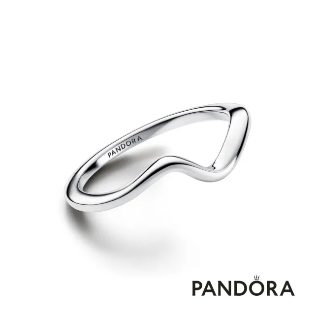 【Pandora 潘多拉】光澤波紋戒指