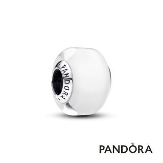 【Pandora 潘多拉】白色小巧 Murano 琉璃串飾-飾品/情人節禮物/生日禮/純銀