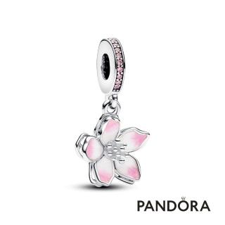 【Pandora 潘多拉】綻放春櫻吊飾-飾品/情人節禮物/生日禮/純銀