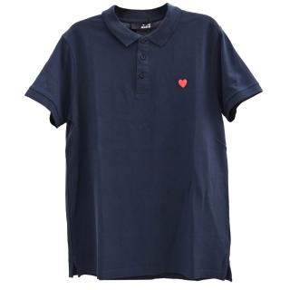 【MOSCHINO】LOVE MOSCHINO 紅心圖案棉質短袖POLO衫(深藍)