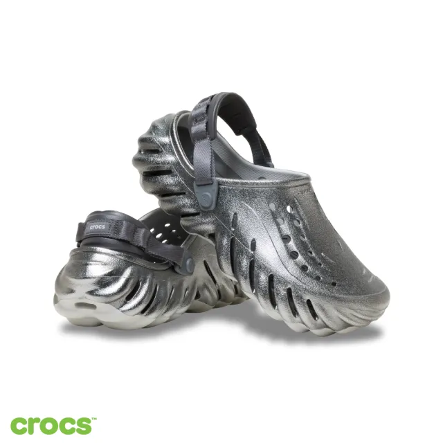 【Crocs】中性鞋 Echo 波波金屬克駱格 大氣灰色/彩色(214109-1FS)