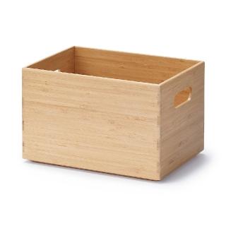 【MUJI 無印良品】可堆疊竹材收納盒/半形/中 約寬26x深18.5x高16.5cm