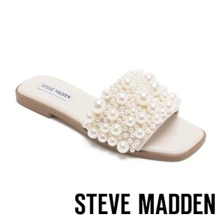【steve madden】氣質珍珠平底拖鞋 ALINAH(白色)