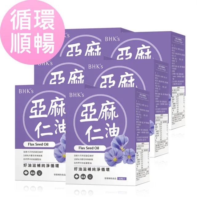 【BHK’s】亞麻仁油 軟膠囊 6盒(60粒/盒)