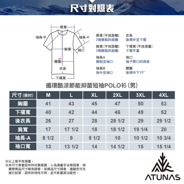 【ATUNAS 歐都納】男循環酷涼節能抑菌抗臭短袖POLO衫(A1PS2601MC湖綠/再生環保材/吸濕排汗/防曬抗UV/涼感)