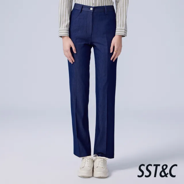 【SST&C】女裝_深藍丹寧感小直筒西裝褲82126302008(換季65折)