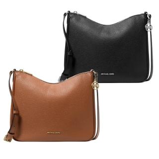【Michael Kors】MK NAYLA LOGO吊飾防刮皮革拉鍊斜揹包(多款可選)