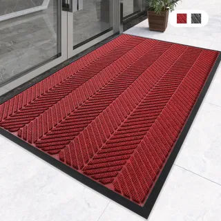 【JOCIYO 聚時柚】3D刮泥吸水90*60cm玄關腳踏墊 進門落塵地毯(滌綸圈絨壓花橡膠地墊)