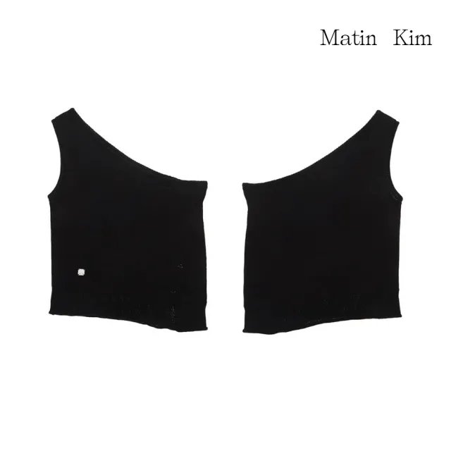 【MATIN KIM】官方旗艦 側開衩設計單肩針織上衣(多款任選)