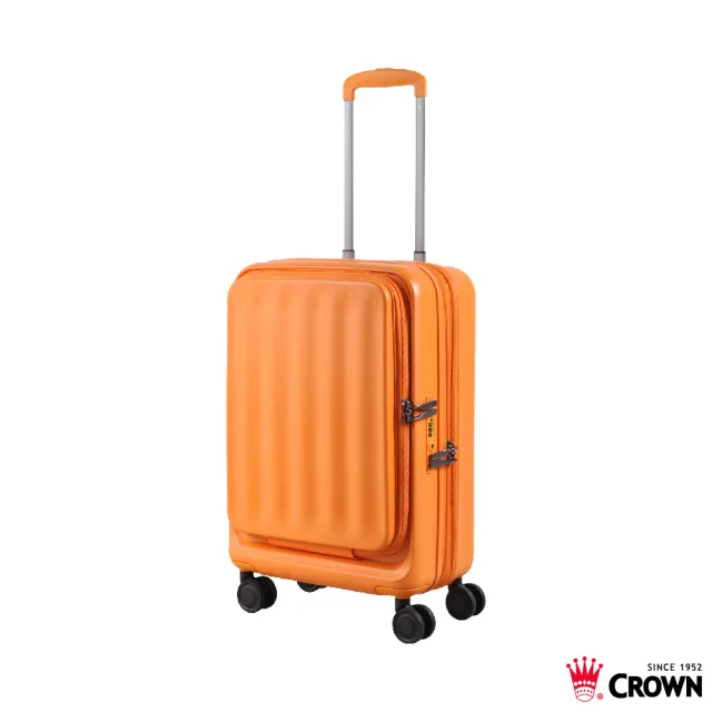 【CROWN 皇冠】Airstride 20吋 前開式擴充霧面拉鍊登機箱(行李箱 旅行箱 雙開式:前開、對開)