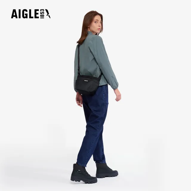 【AIGLE】3L 防潑小側背束口包｜AG-5P513A100 黑色(防水包 斜背包 防潑水斜背包 水桶包)