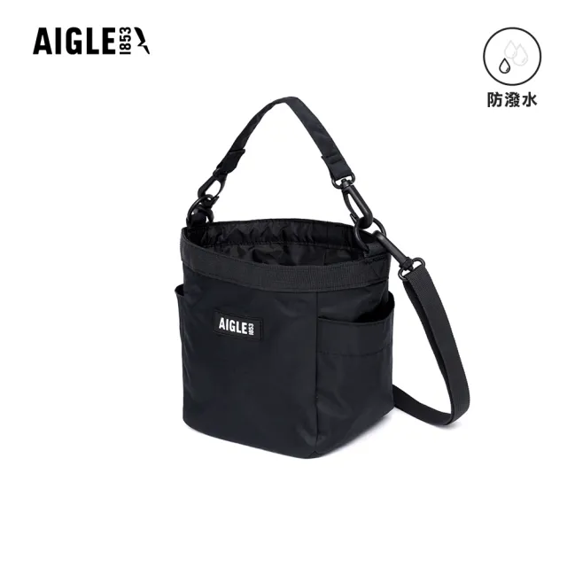 【AIGLE】3L 防潑小側背束口包｜AG-5P513A100 黑色(防水包 斜背包 防潑水斜背包 水桶包)
