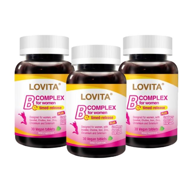 【LOVITA 愛維他】女性長效美妍活力B群 3入組(共90錠)