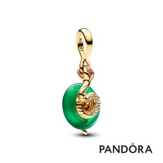 【Pandora 潘多拉】蛇來運轉Murano琉璃吊飾-飾品/情人節禮物/生日禮/鍍14k金