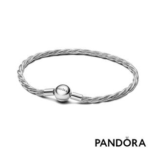 【Pandora 潘多拉】Pandora 圓形鏈扣扭紋蛇鏈(925銀)