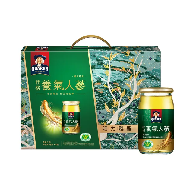 【QUAKER 桂格】養氣人蔘禮盒60ml×8入×1盒(共8入 送禮推薦/謝震武代言)