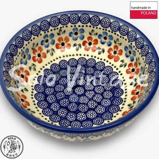 【波蘭陶】SOLO歐洲家居 正版原裝 波蘭原廠手繪 Wiza 17CM 大碗 湯碗 拉麵碗 沙拉碗 藍紅小梅系列