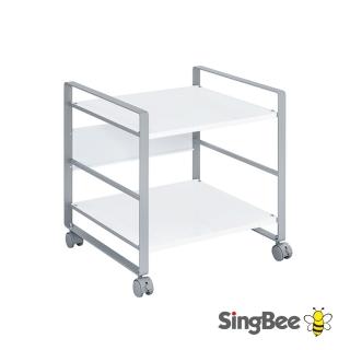 【SingBee 欣美】雙層移動置物推車 SB-F02(靜音輪 圓滑安全 居家收納 移動書櫃 收納推車 檔案櫃 台灣製)