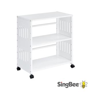 【SingBee 欣美】可調式雙層活動置物架 SB-S02(靜音輪 移動收納櫃 質感鐵架 收納推車 台灣製)