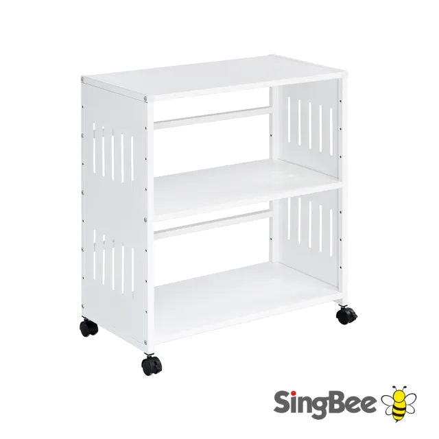 【SingBee 欣美】可調式雙層活動置物架 SB-S02(靜音輪 移動收納櫃 質感鐵架 收納推車 台灣製)