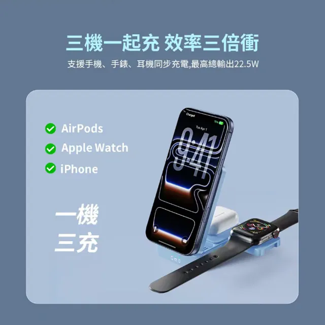 【Philips 飛利浦】新色全新上市!DLK3547Q Qi2 22.5W黑金剛磁吸三合一磁吸充電座(MagSafe/雙系統適用)
