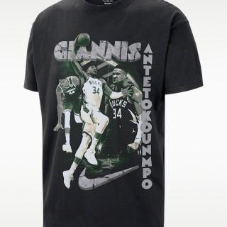 【NIKE 耐吉】短袖上衣 男 MIL M NK CTS OGC GA SS TEE NBA 字母哥 公鹿隊 黑 (II7128010)