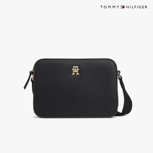 【TOMMY HILFIGER】官方旗艦館標誌飾帶相機包_黑色