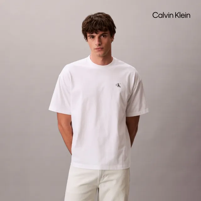 【CALVIN KLEIN】官方旗艦館CK 超寬版重磅 T 恤_白色