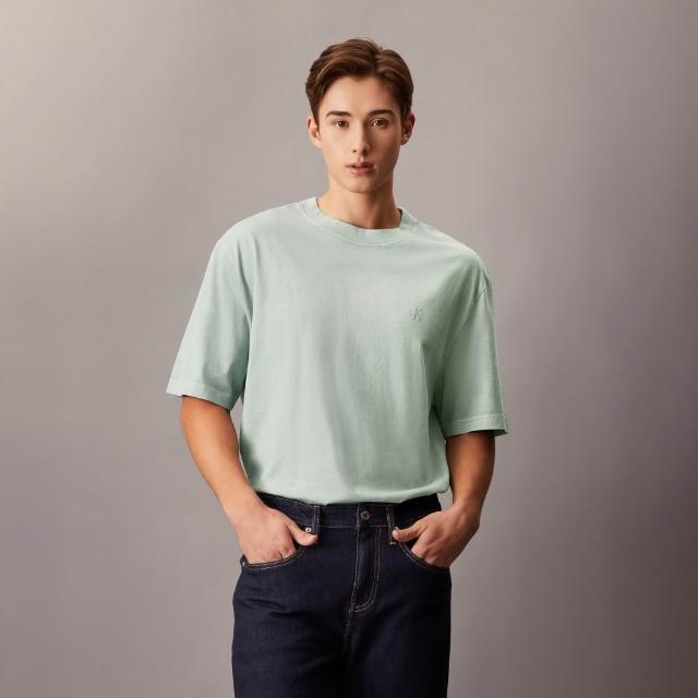 【CALVIN KLEIN】官方旗艦館CK 水洗效果泡泡凸紋印花 T 恤_灰色