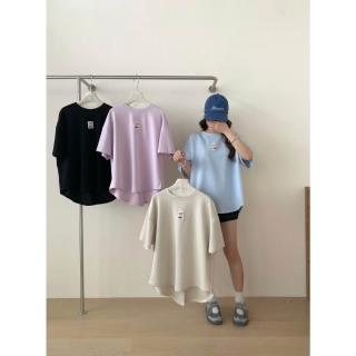 CHILL 字母刺繡開衩大版Tee Oversize 韓系穿搭 運動風 遮屁股上衣 美式復古