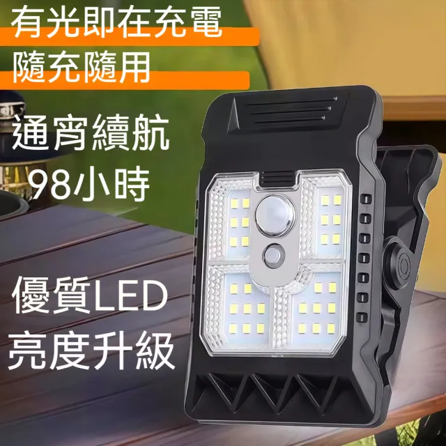 太陽能充電光控感應自動開關電子燈 夾式大容量防雨防雷照明燈-2入