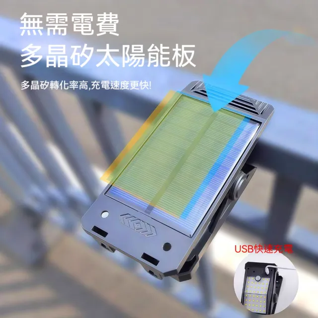 太陽能充電光控感應自動開關電子燈 夾式大容量防雨防雷照明燈-3入