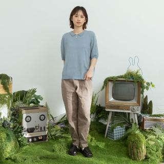 【MOSS CLUB】棉彈細斜紋薄款休閒長褲 綠 卡